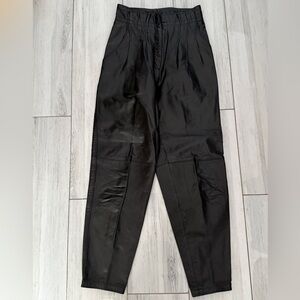 Vintage Toffs Women's Black Genuine Leather Pants Size 6  Pockets 80s 90s